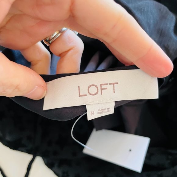 NWT Ann Taylor LOFT Dress Start Midi Swing Dress Black Witchcore Adams Lined Med - Picture 11 of 14